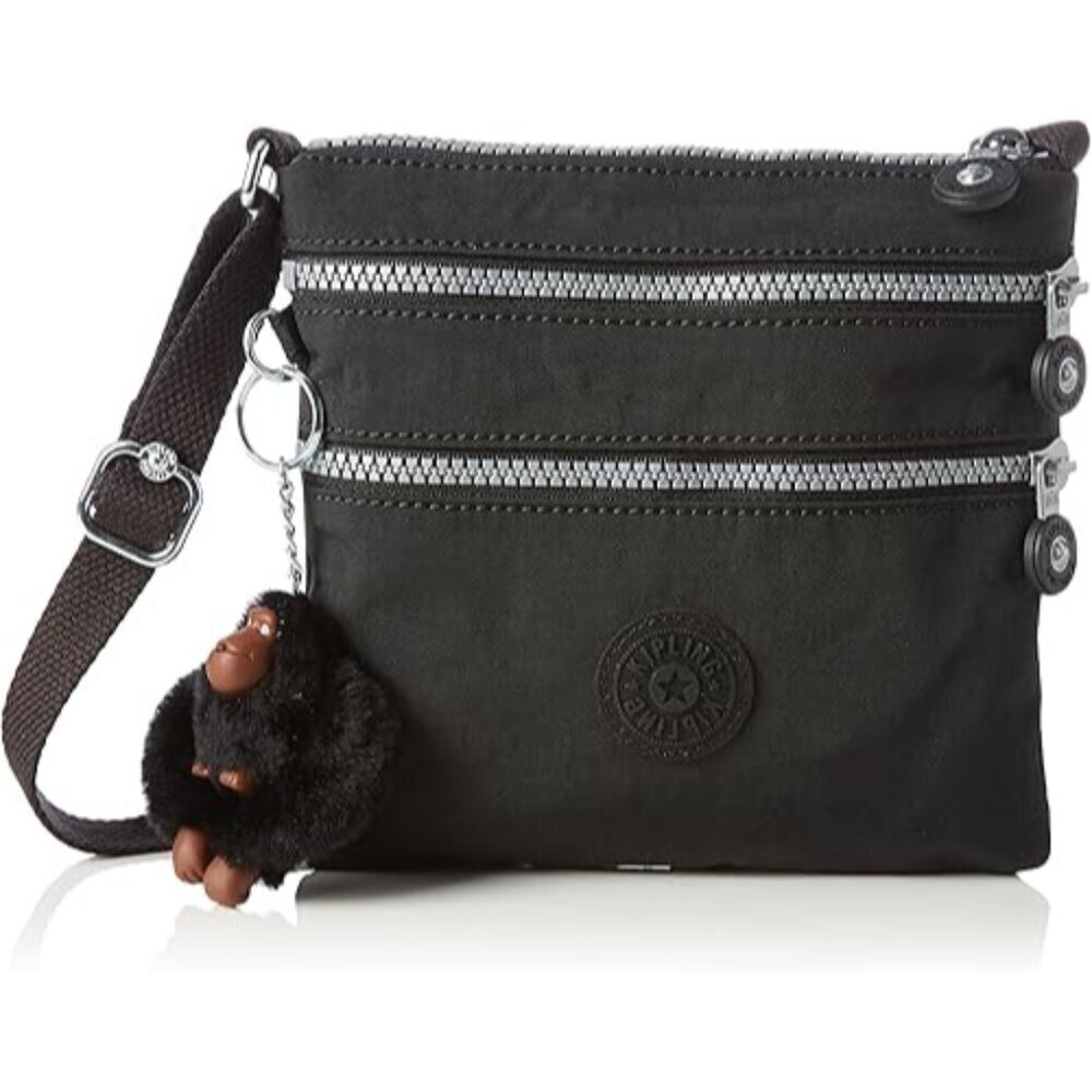 Kipling Keiko Women's Black Alvar S Douple Zip Pockets Cross-Body Bag